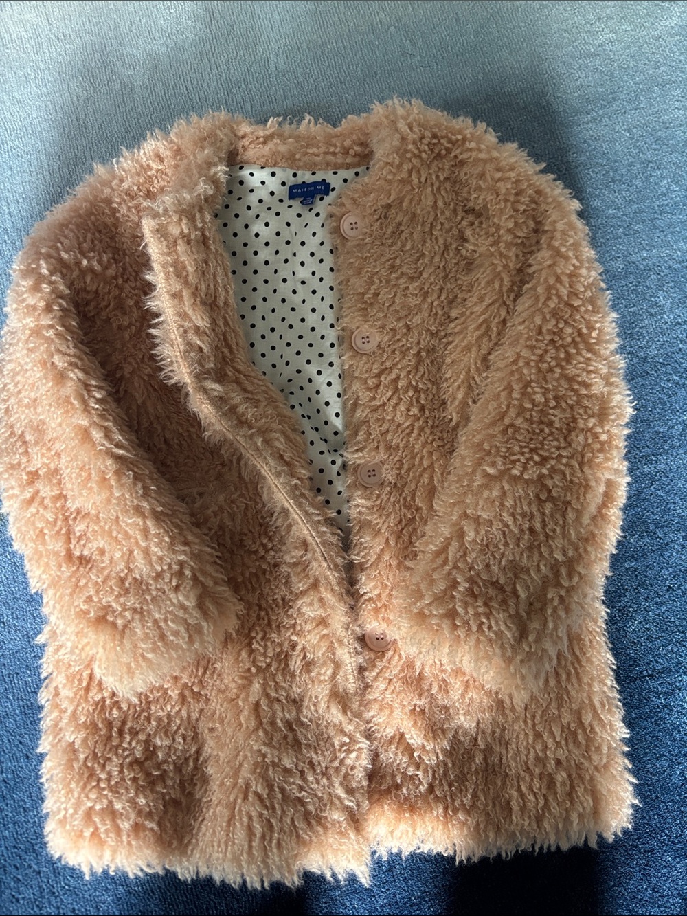 Cozy Faux Fur Kids Jacket in Peach